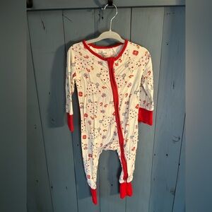 Caden Lane Baby Onesie with Red Trim | 6-12 Months